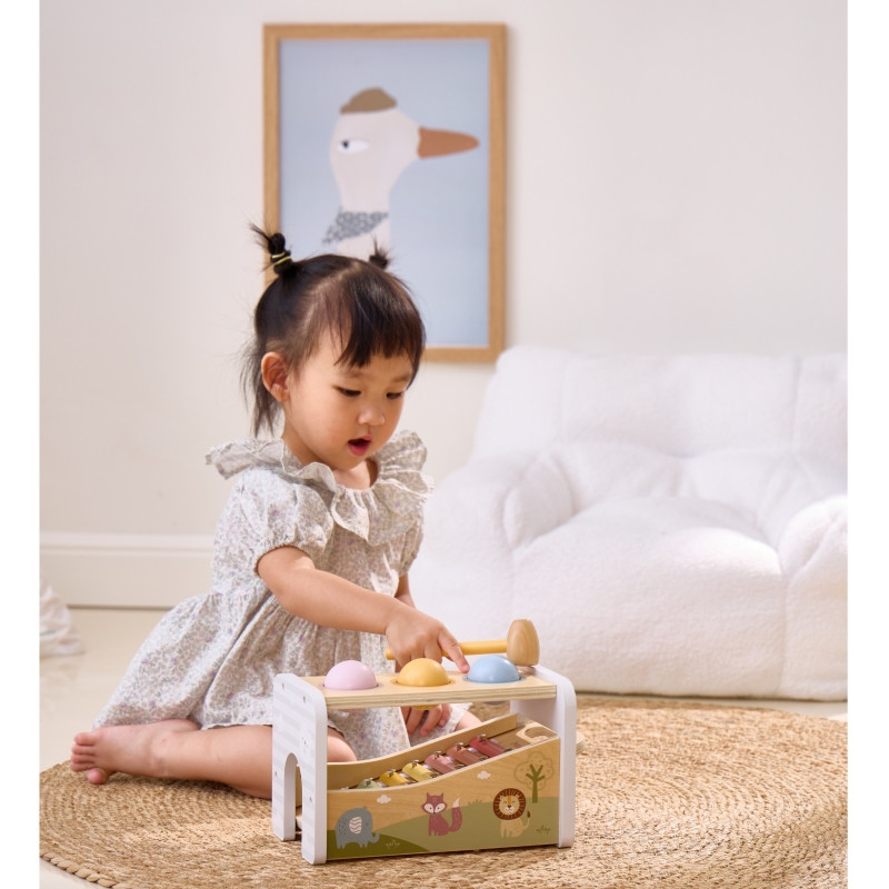 VIGA Medinis cimbolų su kamuoliukais ir plaktuku rinkinys