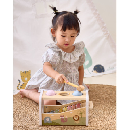 VIGA Medinis cimbolų su kamuoliukais ir plaktuku rinkinys