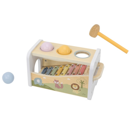 VIGA Medinis cimbolų su kamuoliukais ir plaktuku rinkinys