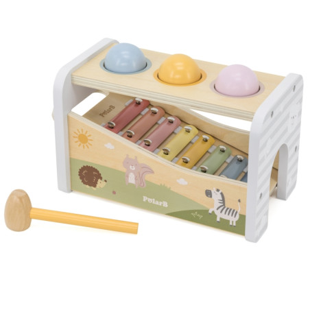 VIGA Medinis cimbolų su kamuoliukais ir plaktuku rinkinys