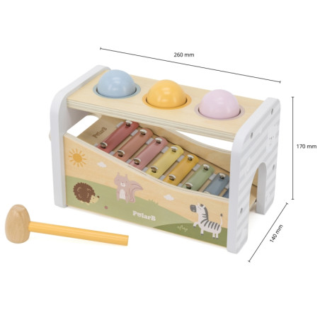 VIGA Medinis cimbolų su kamuoliukais ir plaktuku rinkinys