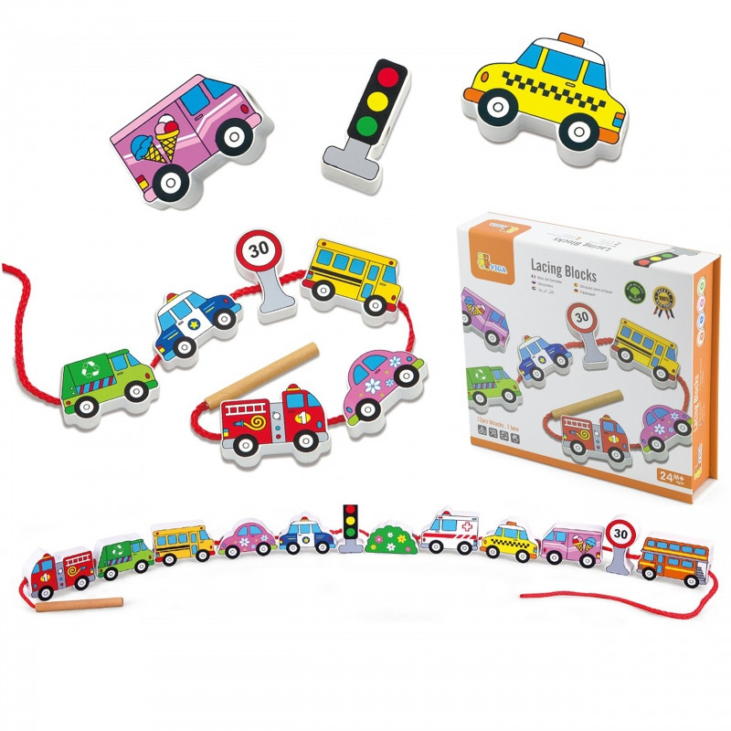Viga mediniai susipynę nėriniai batų raišteliai Montessori automobiliai