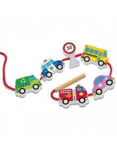 Viga mediniai susipynę nėriniai batų raišteliai Montessori automobiliai 2