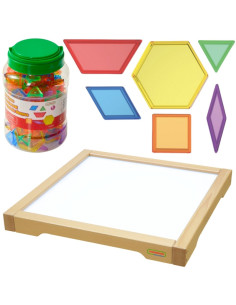 MASTERKIDZ skydinė LED sensorinė dėžutė + Montessori blokų mozaika 140 vnt.