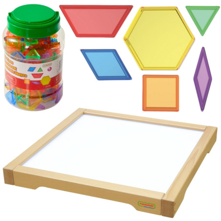 MASTERKIDZ skydinė LED sensorinė dėžutė + Montessori blokų mozaika 140 vnt. MASTERKIDZ skydinė LED sensorinė dėžutė + Montessori blokų mozaika 140 vnt.