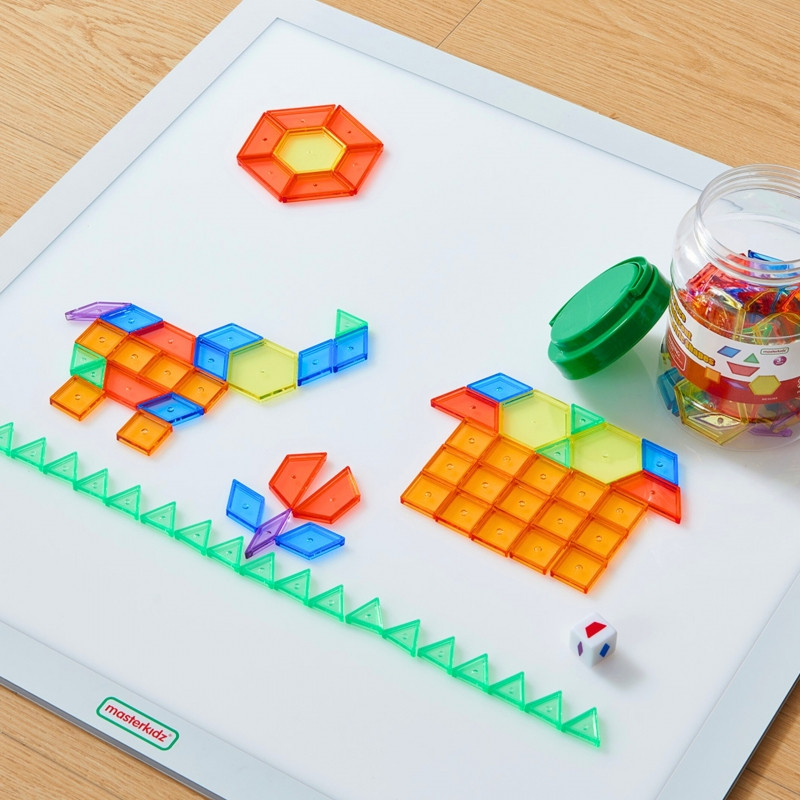 MASTERKIDZ skydinė LED sensorinė dėžutė + Montessori blokų mozaika 140 vnt.