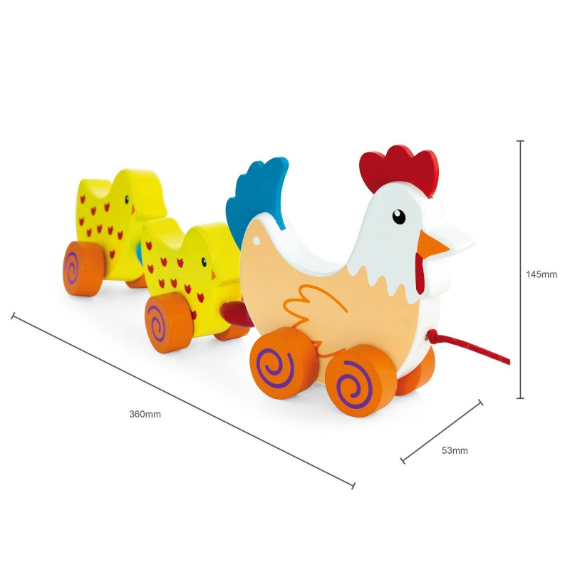 VIGA vištos ir viščiukų traukinukas 36 cm