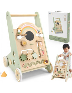 VIGA PolarB edukacinė vaikiška vaikštynė - stumdukas iš medžio, žalia