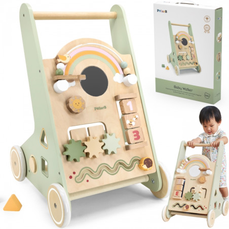 VIGA PolarB edukacinė vaikiška vaikštynė - stumdukas iš medžio, žalia