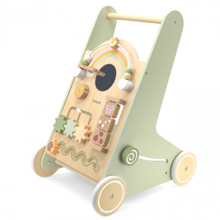 VIGA PolarB edukacinė vaikiška vaikštynė - stumdukas iš medžio, žalia