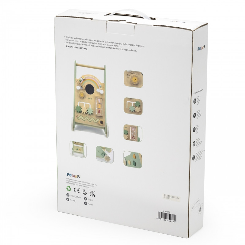 VIGA PolarB edukacinė vaikiška vaikštynė - stumdukas iš medžio, žalia