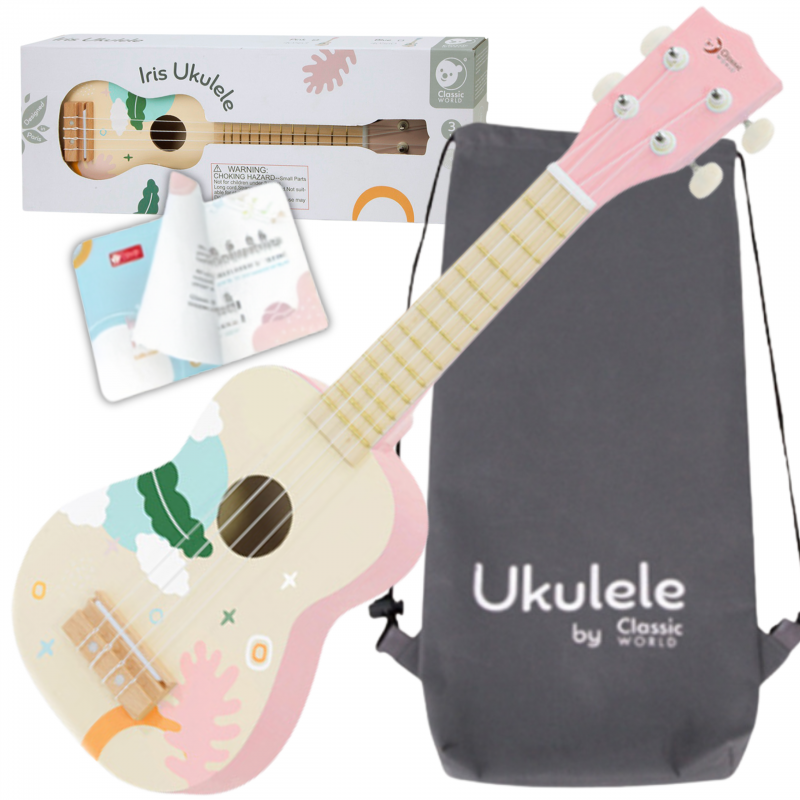 CLASSIC WORLD medinė ukulelė gitara vaikams rožinė