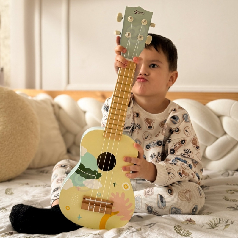 CLASSIC WORLD medinė ukulelė gitara vaikams rožinė