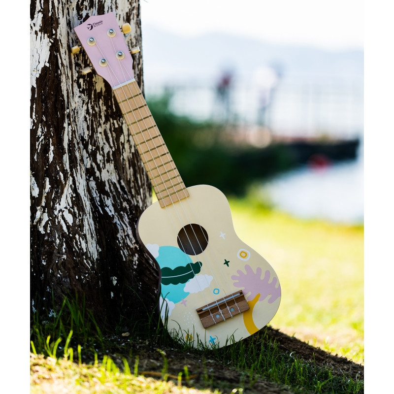 CLASSIC WORLD medinė ukulelė gitara vaikams rožinė