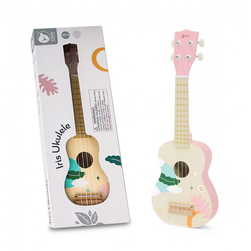 CLASSIC WORLD medinė ukulelė gitara vaikams rožinė