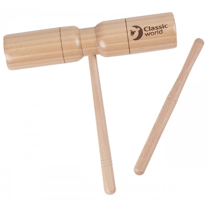 CLASSIC WORLD EDU mušamųjų instrumentų tonų blokas su rankena (akustinė dėžutė)