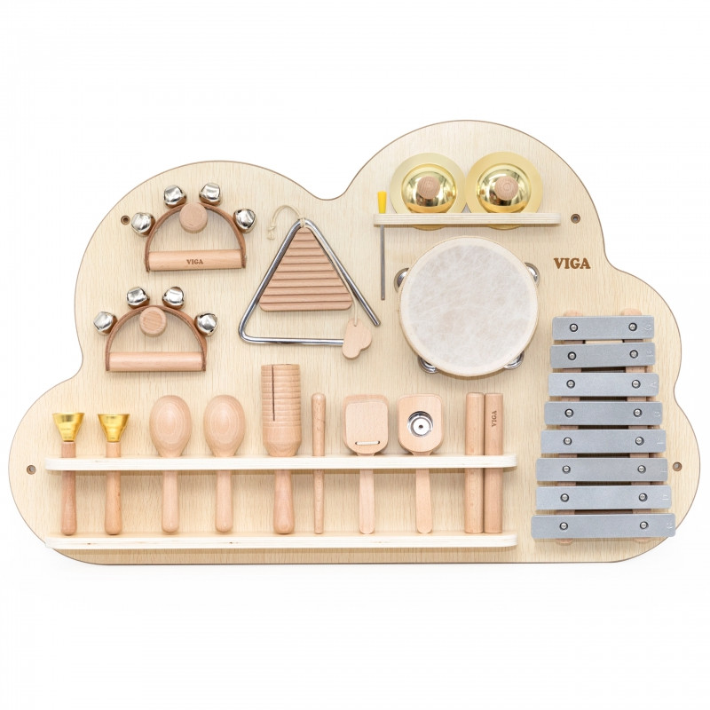 VIGA medinė muzikinė lenta 12 mušamųjų instrumentų rinkinys
