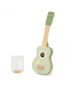 Viga medinė ukulele gitara vaikams žalia su natomis