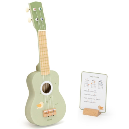 Viga medinė ukulele gitara vaikams žalia su natomis Viga medinė ukulele gitara vaikams žalia su natomis