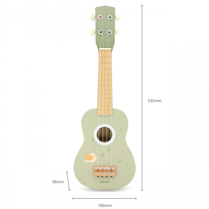 Viga medinė ukulele gitara vaikams žalia su natomis