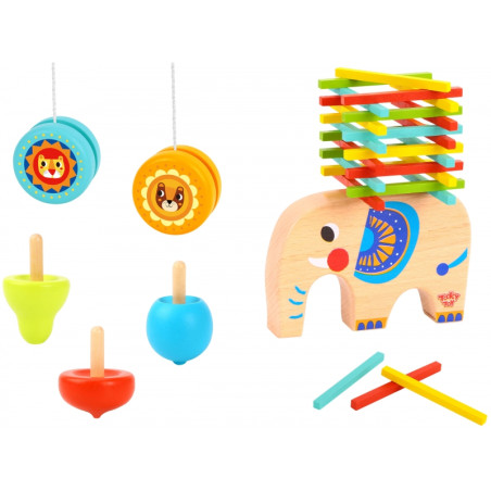 TOOKY TOY Arkadinių žaidimų rinkinys Spinning Top JoJo Elephant 46 vnt. TOOKY TOY Arkadinių žaidimų rinkinys Spinning Top JoJo Elephant 46 vnt.