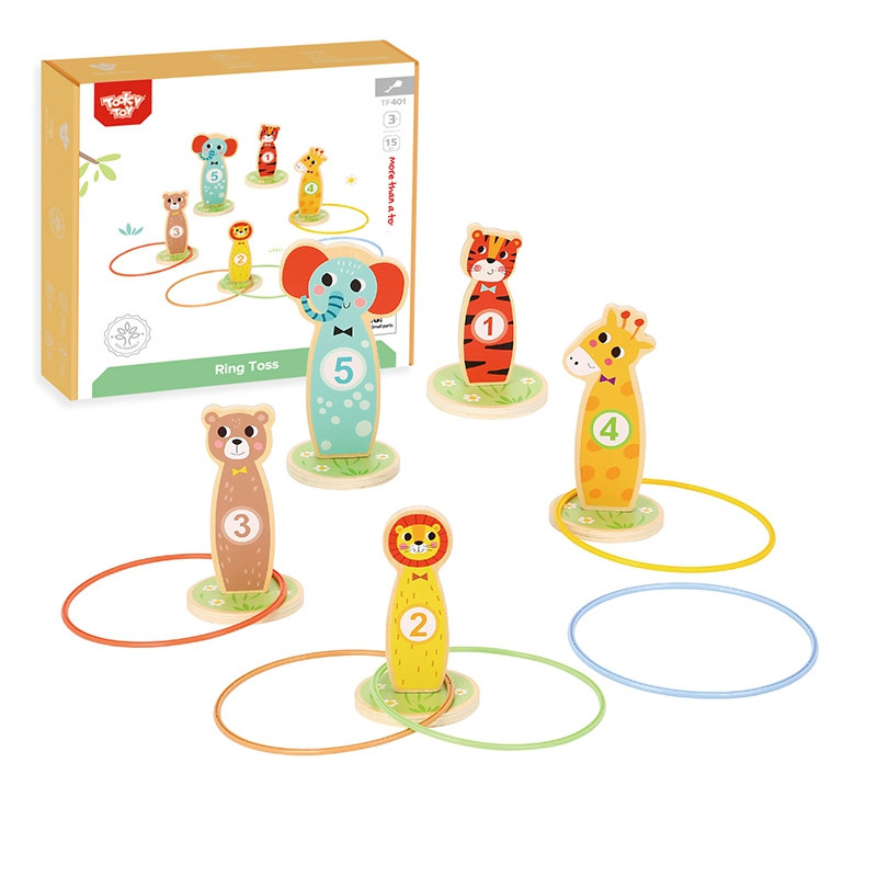 TOOKY TOY Medinis arkadinis žaidimas Gyvūnų mėtymas 15 vnt.
