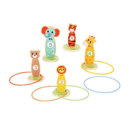 TOOKY TOY Drewniana Gra Zręcznościowa Rzut do Celu Zwierzątka 15 el. TOOKY TOY Drewniana Gra Zręcznościowa Rzut do Celu Zwierzątka 15 el.