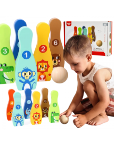 TOOKY TOY medinis boulingas vaikams 6 vnt. + Kamuolys