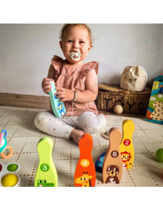 TOOKY TOY medinis boulingas vaikams 6 vnt. + Kamuolys 2