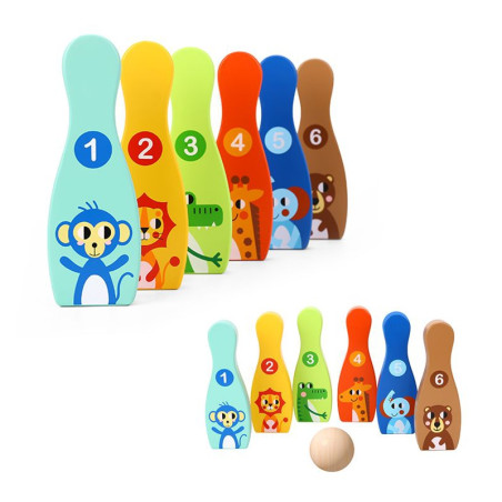 TOOKY TOY Drewniane Kręgle dla Dzieci 6 szt. + Piłka TOOKY TOY Drewniane Kręgle dla Dzieci 6 szt. + Piłka
