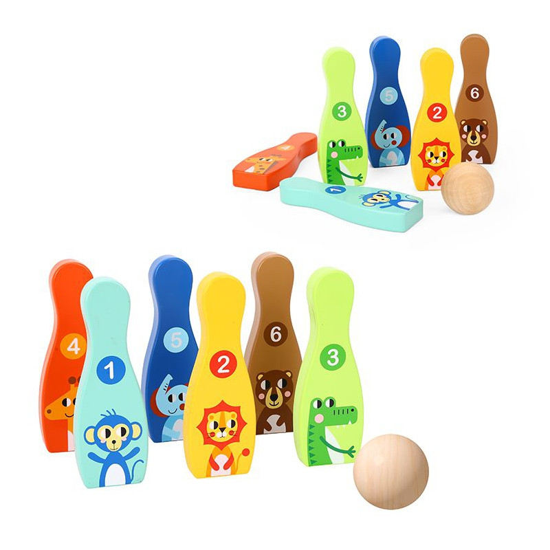 TOOKY TOY medinis boulingas vaikams 6 vnt. + Kamuolys