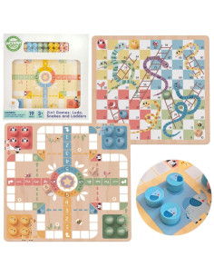 WOOPIE GREEN Логические настольные игры 2 в 1: Лудо + Змеи и Лестницы