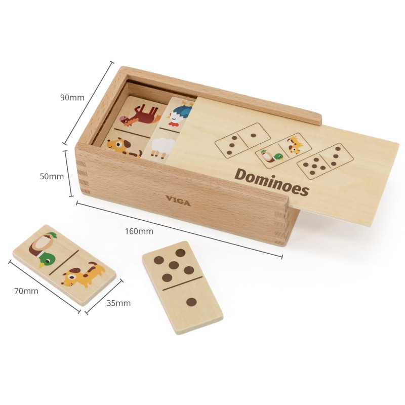 VIGA mediniai domino 2in1 gyvūnai ir skaičiai