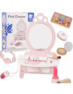 CLASSIC WORLD Medinis tualetinis staliukas mergaitėms su veidrodžiu + tiesintuvu 11 akc