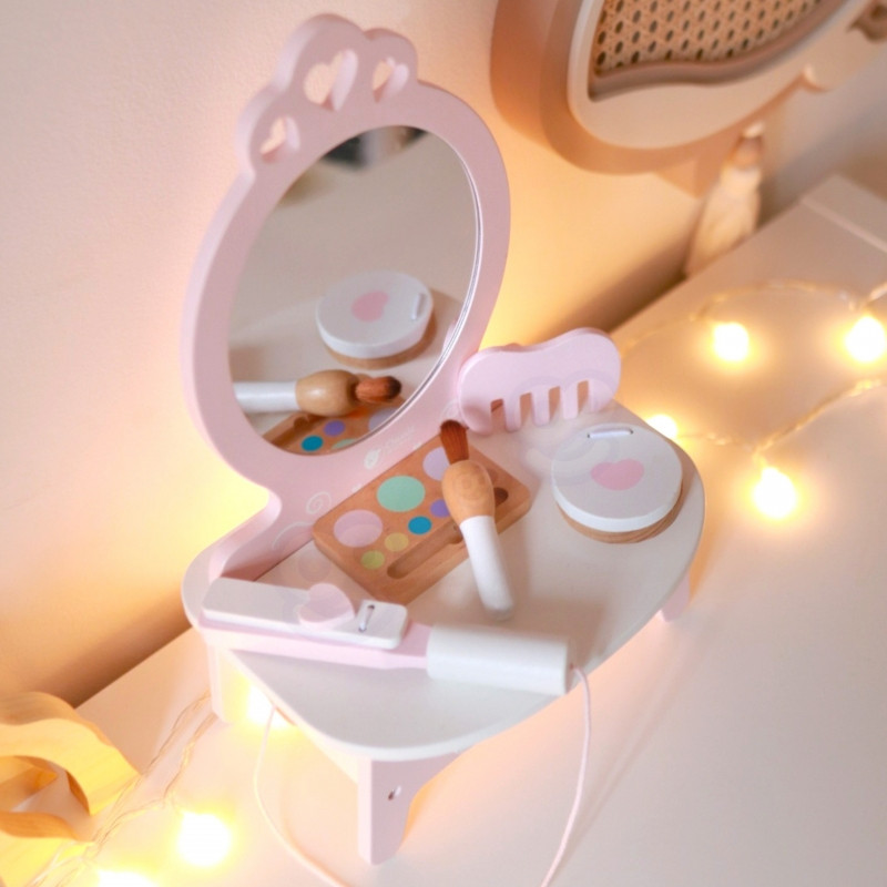 Деревянный туалетный столик CLASSIC WORLD для девочек с зеркалом + выпрямитель для волос 11 аксессуаров