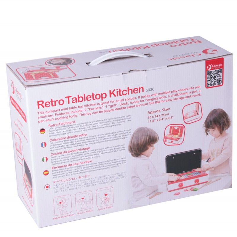 CLASSIC WORLD Wooden Kitchen 2 in 1 Grill + Stove for Children 22 pcs.