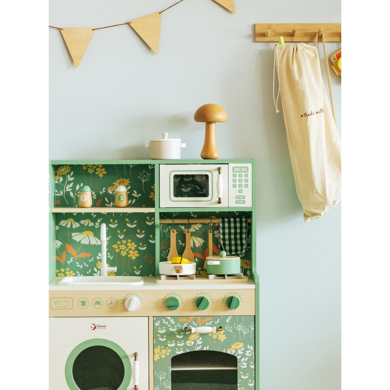 CLASSIC WORLD Didelė medinė senovinė virtuvė vaikams + Akc