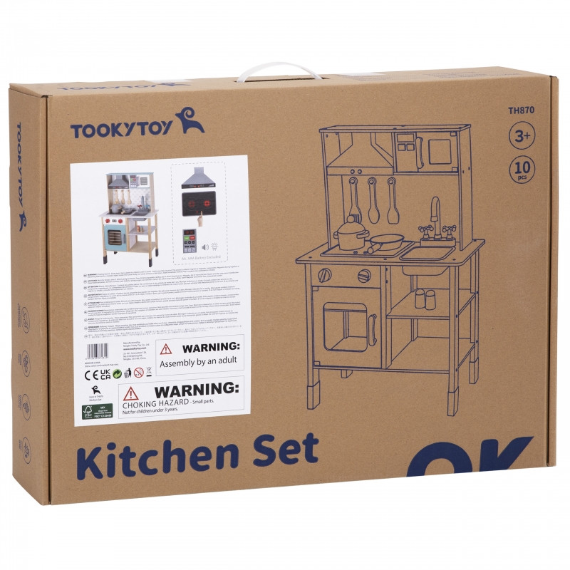 TOOKY TOY didelė medinė virtuvė vaikams 10 vnt. FSC