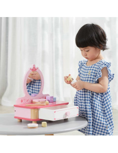 Деревянный розовый столик для макияжа VIGA с зеркалом и аксессуарами 2