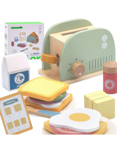 Деревянный тостер TOOKY TOY, набор для завтрака в пастельных тонах