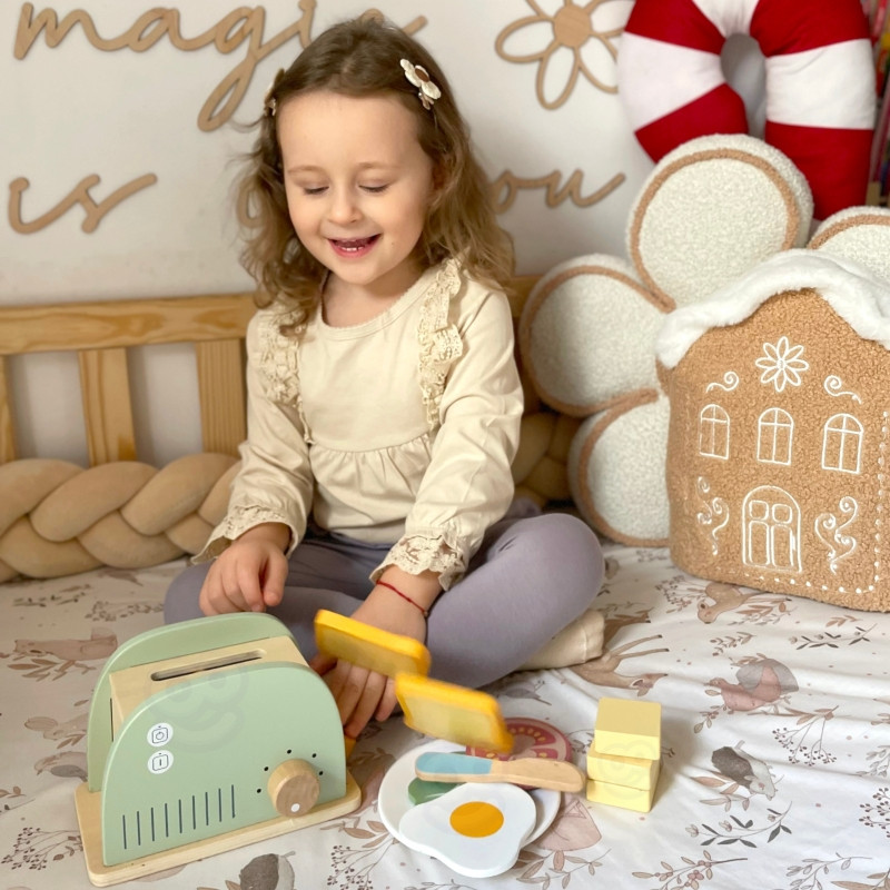 TOOKY TOY pastelinis medinis skrudintuvas pusryčių rinkinys