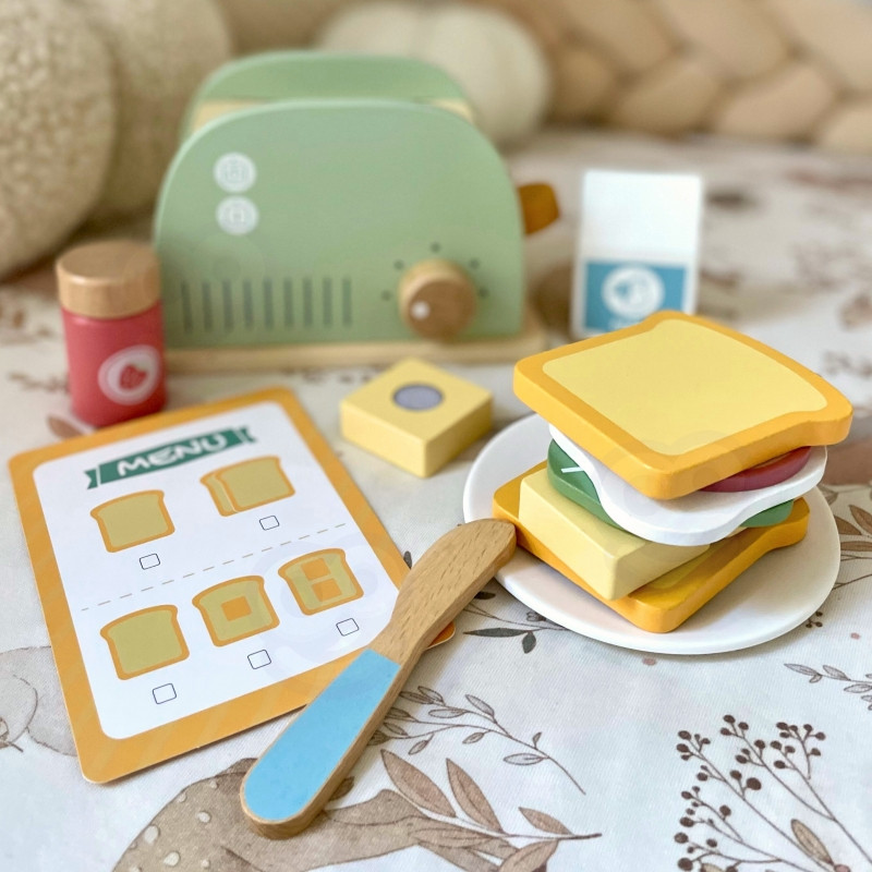 TOOKY TOY pastelinis medinis skrudintuvas pusryčių rinkinys