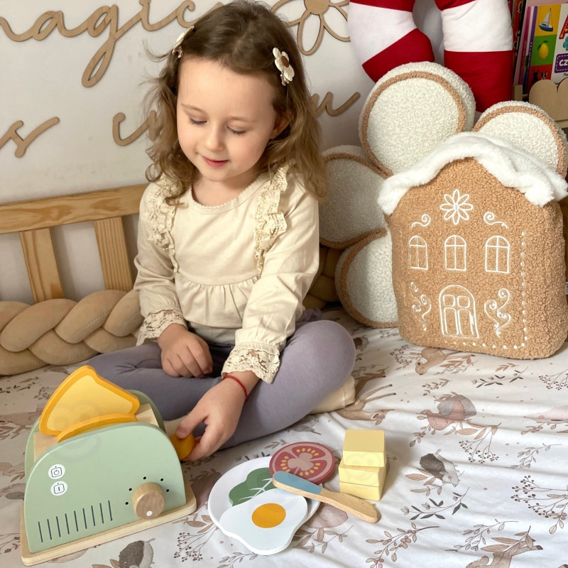 TOOKY TOY pastelinis medinis skrudintuvas pusryčių rinkinys