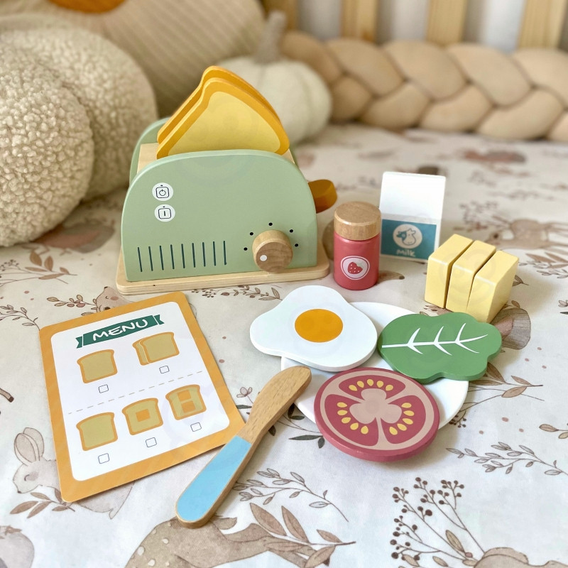 TOOKY TOY pastelinis medinis skrudintuvas pusryčių rinkinys