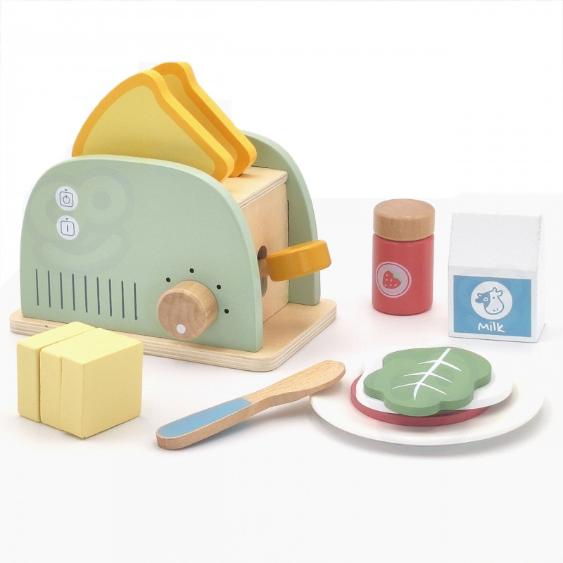 TOOKY TOY pastelinis medinis skrudintuvas pusryčių rinkinys