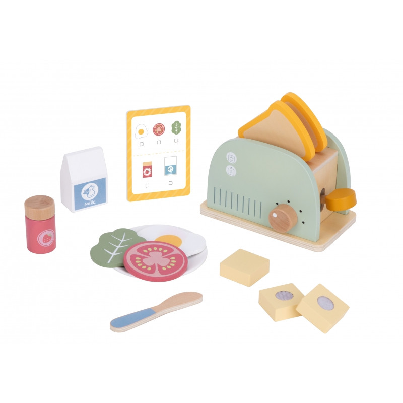 TOOKY TOY pastelinis medinis skrudintuvas pusryčių rinkinys