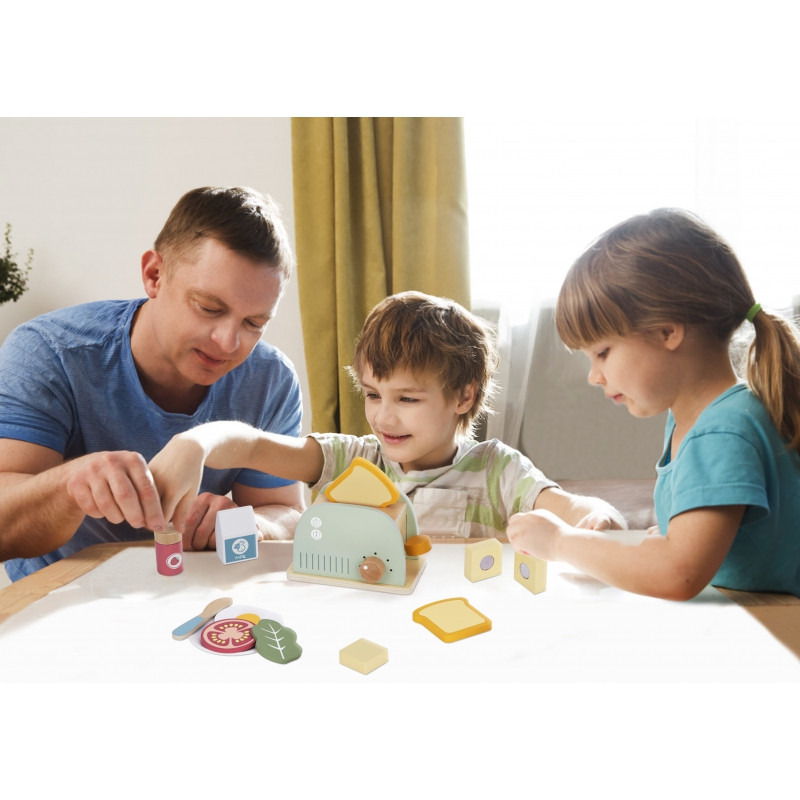 TOOKY TOY pastelinis medinis skrudintuvas pusryčių rinkinys