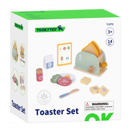 TOOKY TOY pastelinis medinis skrudintuvas pusryčių rinkinys TOOKY TOY pastelinis medinis skrudintuvas pusryčių rinkinys