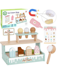Деревянный набор для мороженого WOOPIE GREEN с подставкой для мороженого, 16 предметов