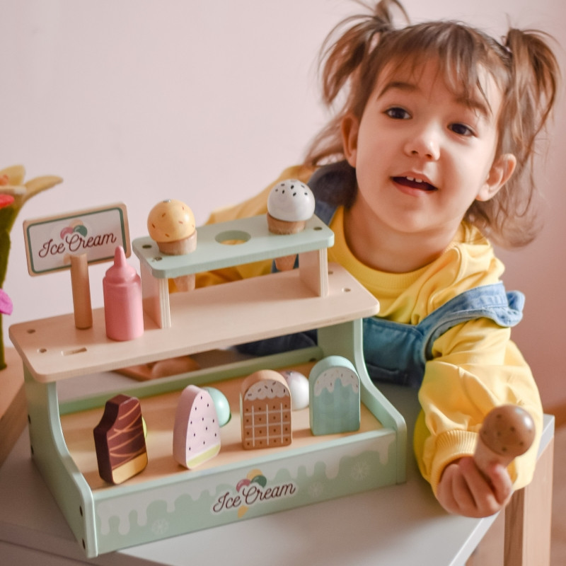 WOOPIE GREEN Medinė ledainė Parduotuvė Ledų rinkinys Kioskas 16 EL
